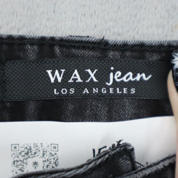 Wax Jeans Pants Womens 16 Black Distresssed High Rise Straight Cut Bottoms - Picture 2 of 16